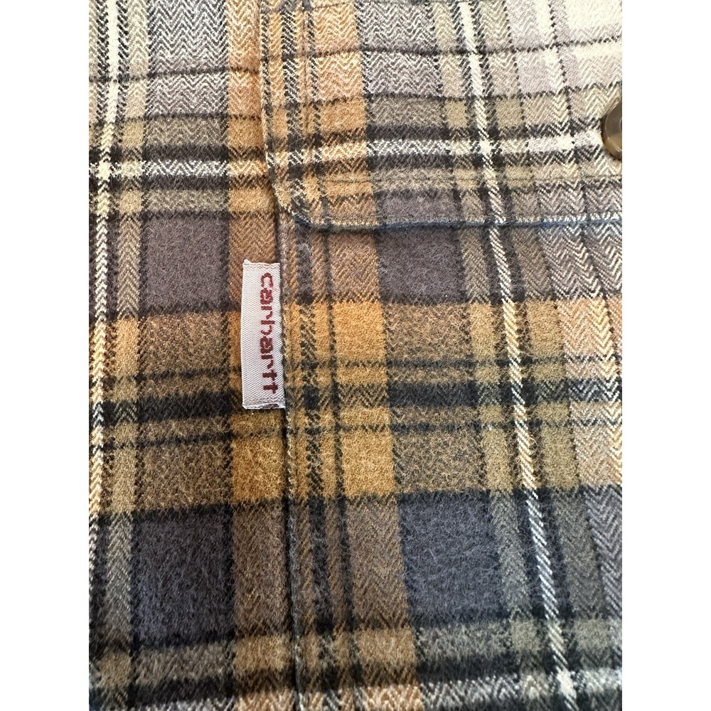Carhartt Mens Original Fit Long Sleeve Heavy Flannel Shirt Size L Tall - Picture 4 of 7